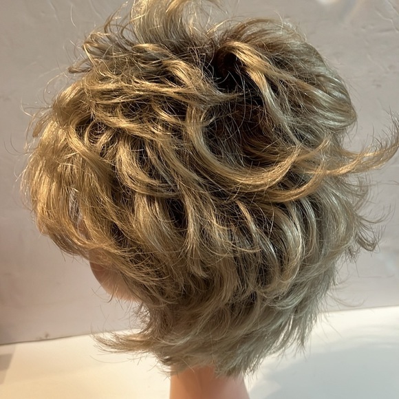 Rene of Paris Short Curly Pixie Wig  Ombré Blonde & Brown - Picture 8 of 10